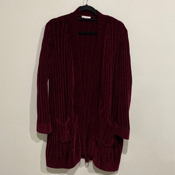 Matty M Sweaters Costco Chenille Cardigan Marty M Bergundy Rose